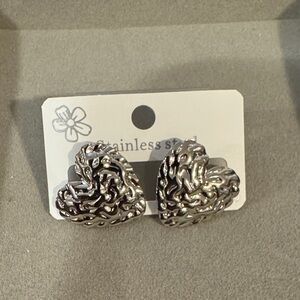 Stainless Steel Textured Heart Earrings 🔥